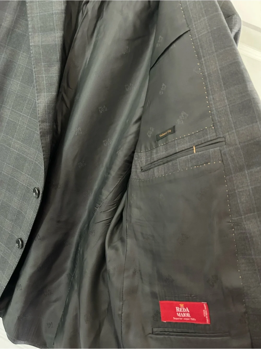 Jos A Bank Reserve Super 150s Plaid Blazer Gray Size 46R